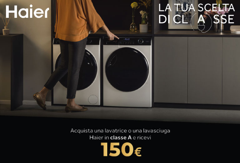 Haier - Cashback 150€ su Lavatrici e Lavasciuga Haier - Cashback 150€ su Lavatrici e Lavasciuga
