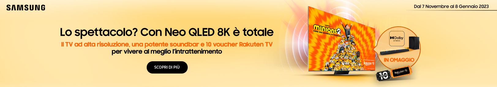 Samsung - In regalo soundbar e rakuten con Neo QLED 8K Samsung - In regalo soundbar e rakuten con Neo QLED 8K