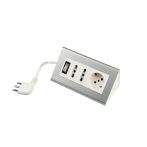 Poly Pool PP2590 prolunghe e multiple 2 m 3 presa(e) AC Interno Grigio, Bianco